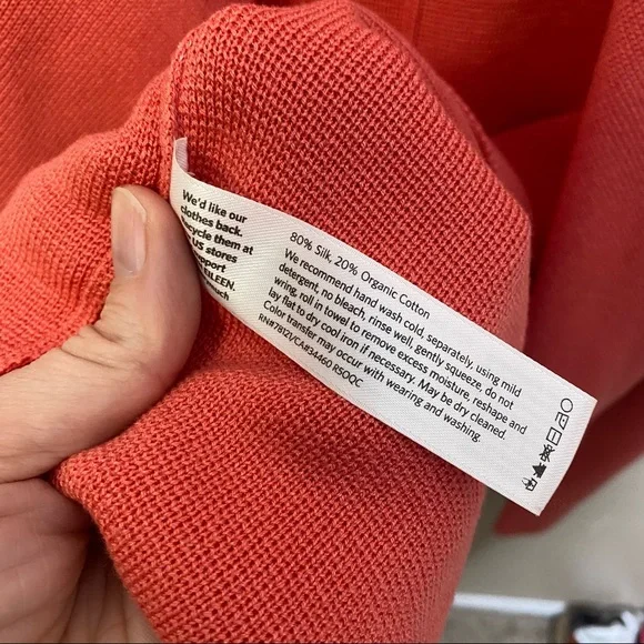 Eileen Fisher coral cardigan Women’s Silk Organic Cotton Blend Open Sweater - Picture 2 of 5